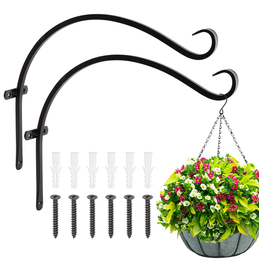 FEED GARDEN 18 Inch heavy-duty outdoor hanging bracket black front view