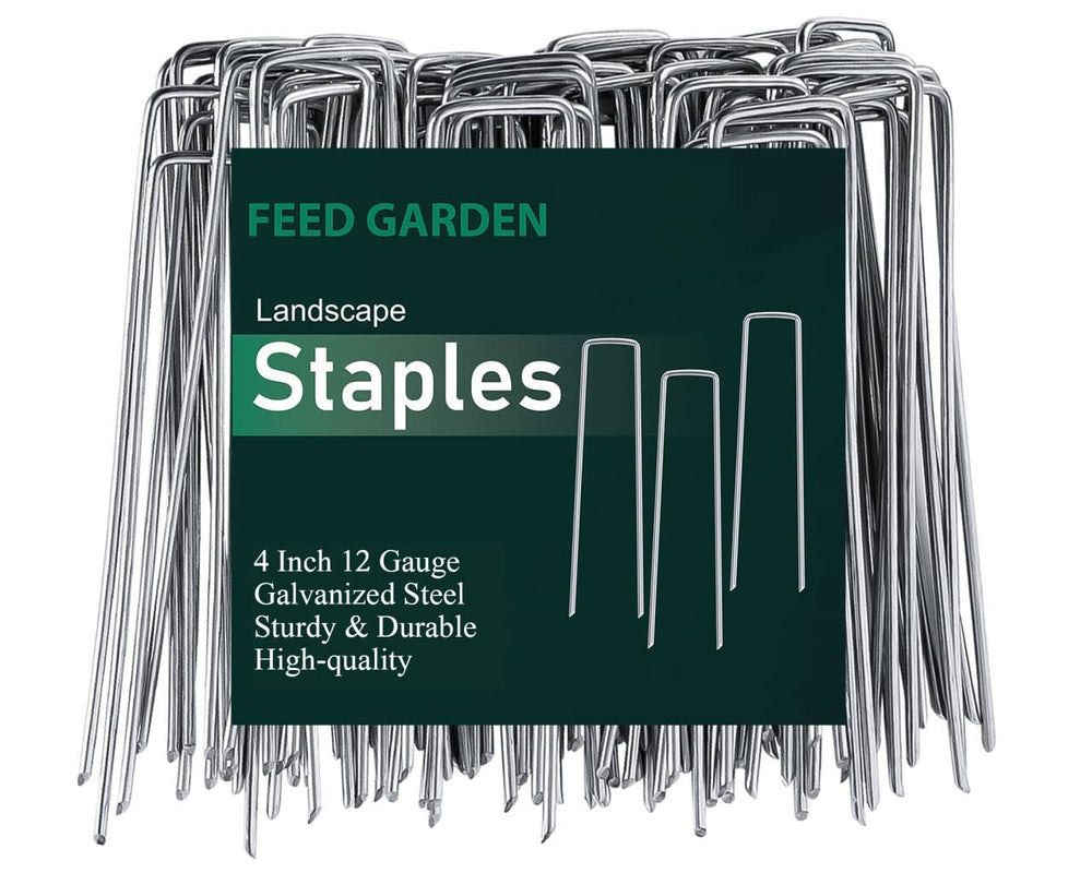 FEED GARDEN 4 Inch Galvanized Landscape Staples 500 Pack front view