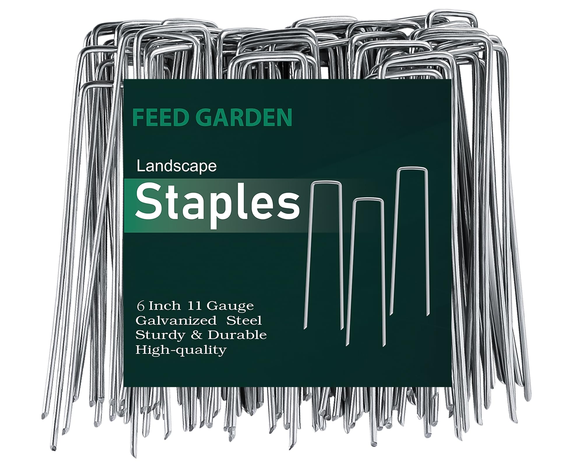 FEED GARDEN 6 Inch galvanized landscape staple front view