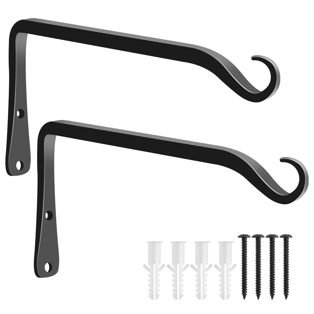 FEED GARDEN 8 Inch Hanging Plant Bracket front view, black