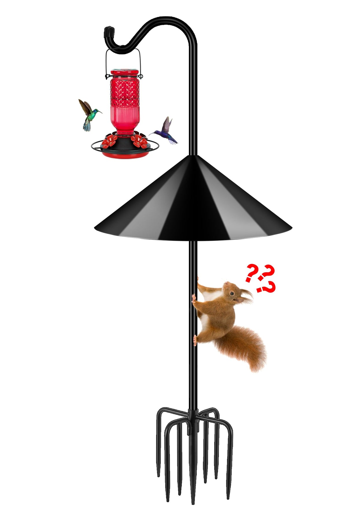FEED GARDEN 92’’ Bird Feeder Pole with conical baffle, black finish