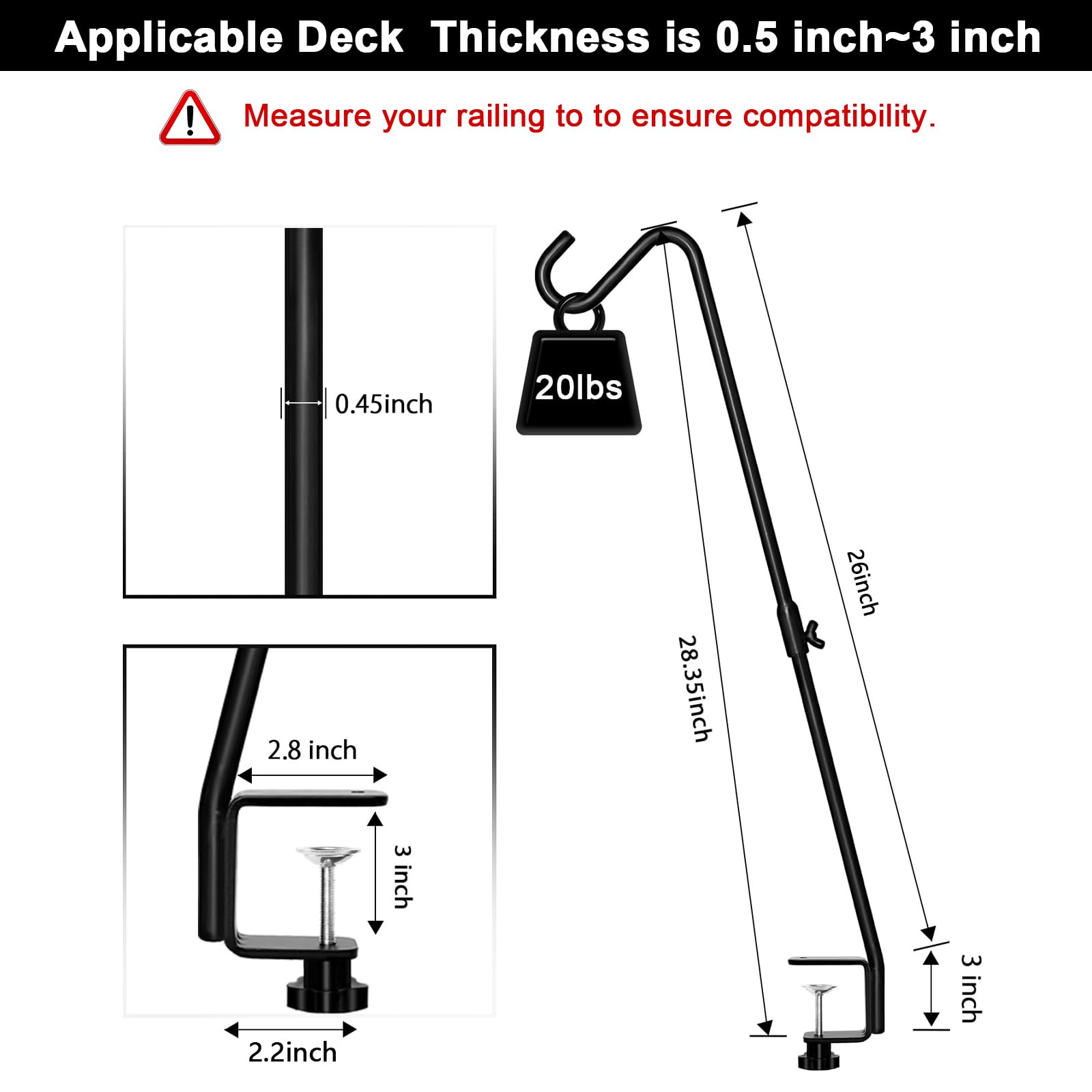 FEED GARDEN deck hooks holding flower baskets