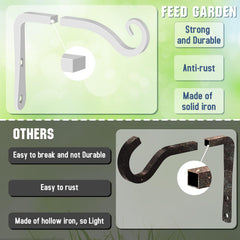 FEED GARDEN decorative hooks holding hanging plants and wind chimes