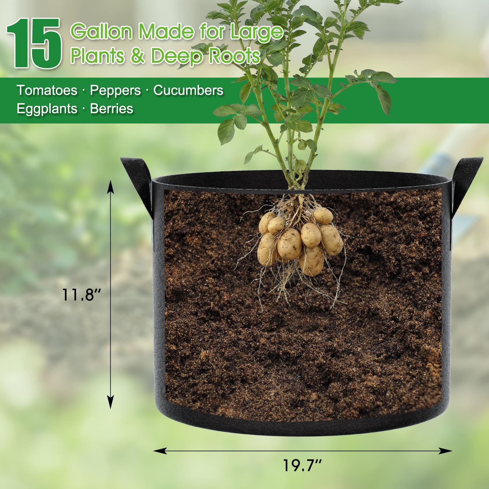 FEED GARDEN fabric pot with strong handles close-up