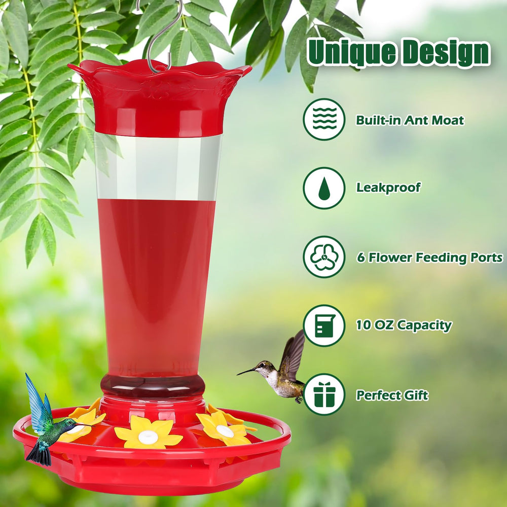 FEED GARDEN feeder with vibrant red accents and flower ports