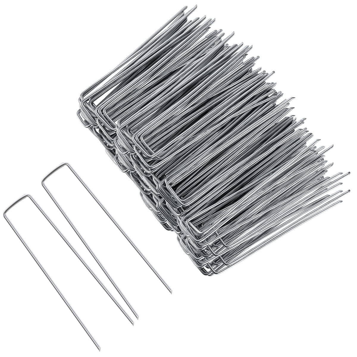 FEED GARDEN galvanized landscape staples 8 inch pack front view