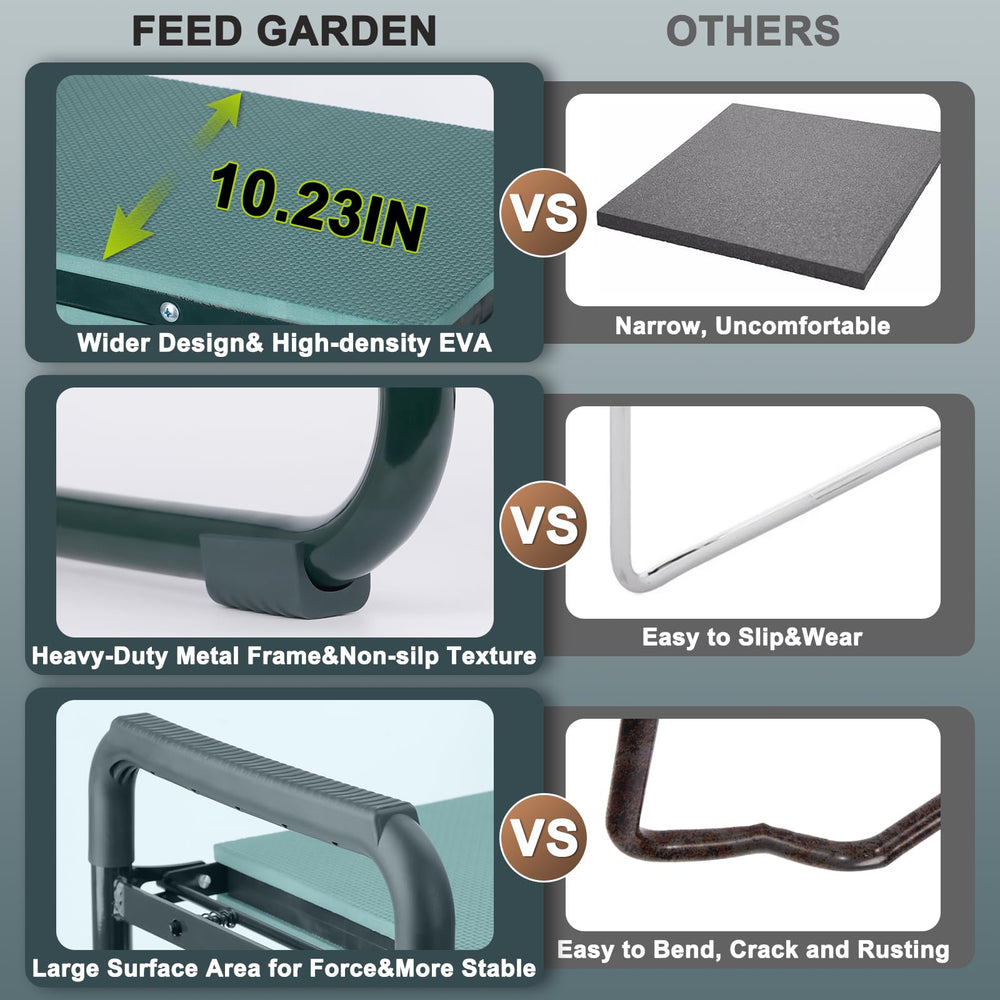 FEED GARDEN Garden Kneeler with gardening tools in pouches