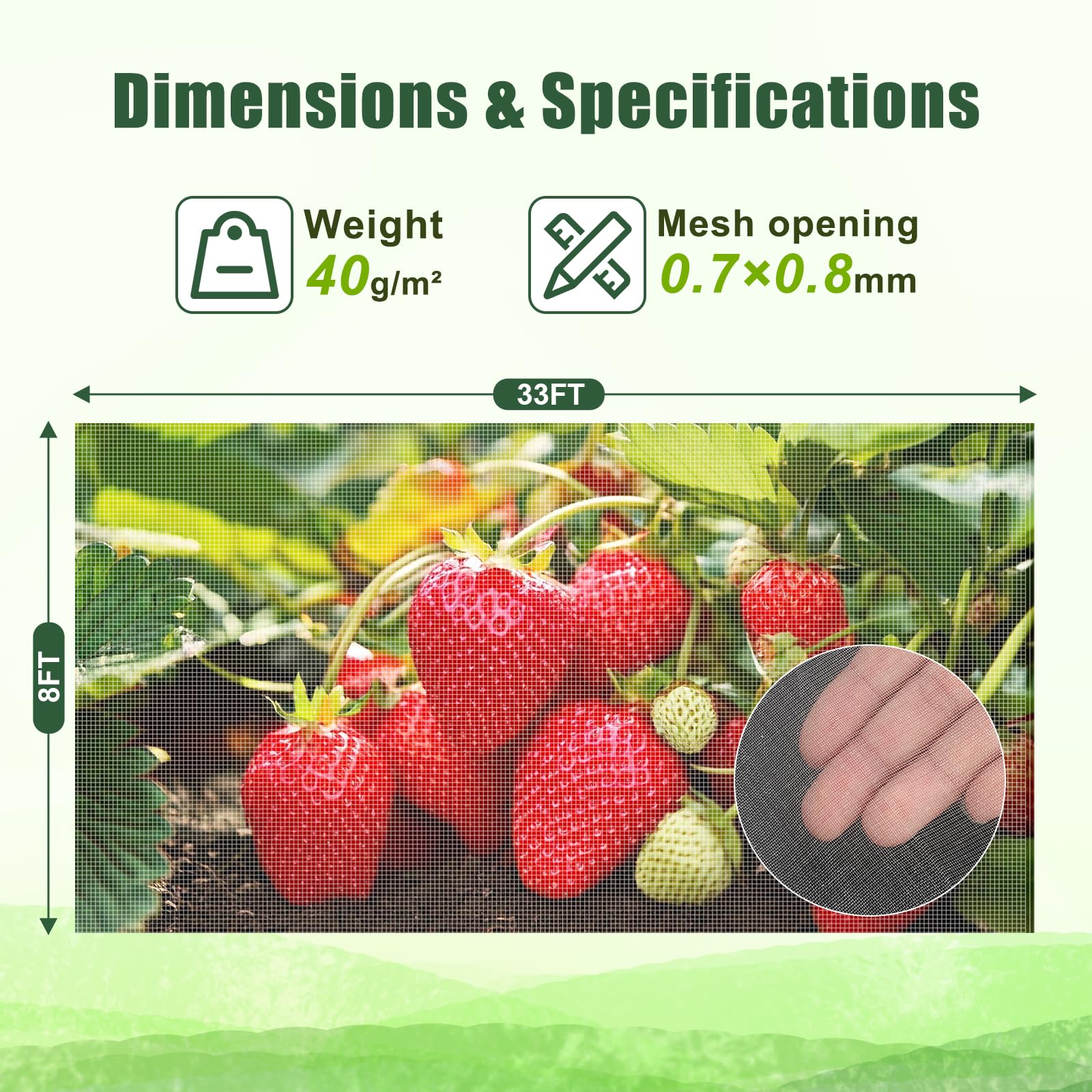 FEED GARDEN Garden Netting 8x33FT mesh detail