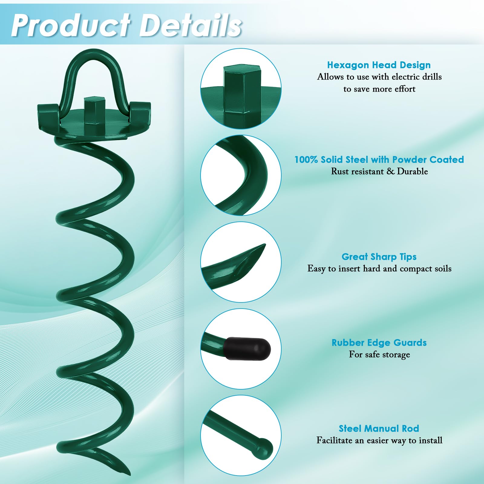 FEED GARDEN ground anchor demonstrating folding ring for tie-downs