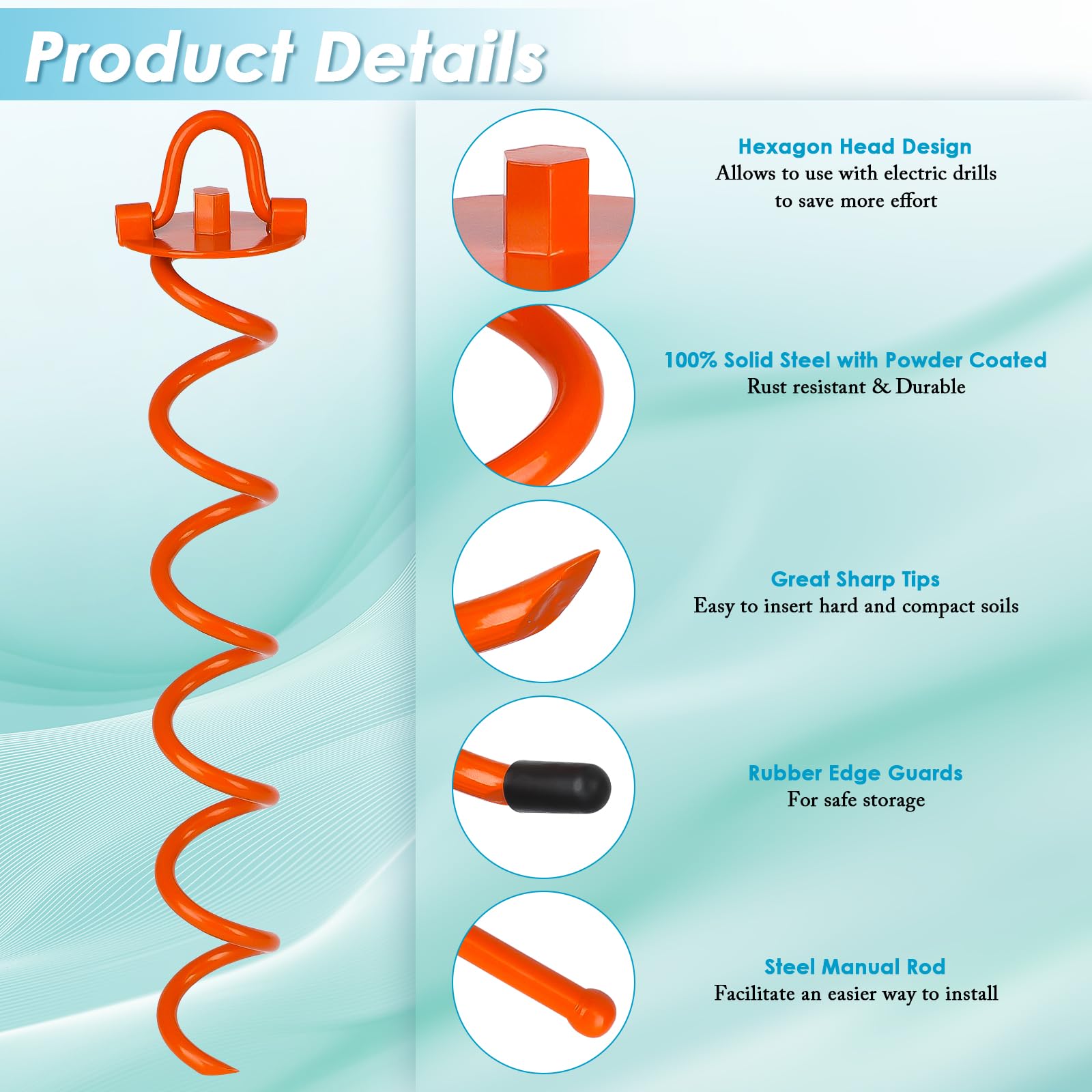 FEED GARDEN Ground Anchor with hexagonal head