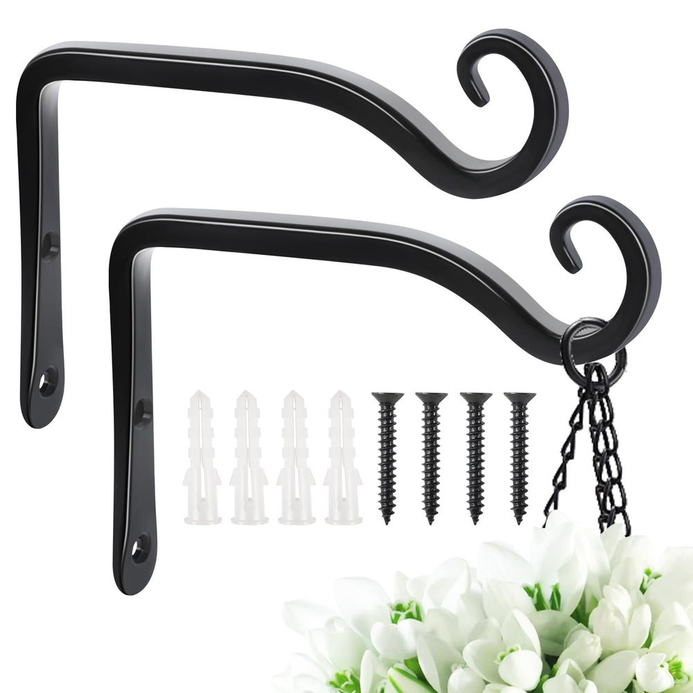 FEED GARDEN Hanging Plant Bracket front view, black finish