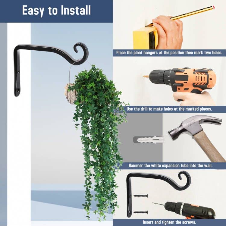 FEED GARDEN Hanging Plant Bracket mounted on a wall with decorative items
