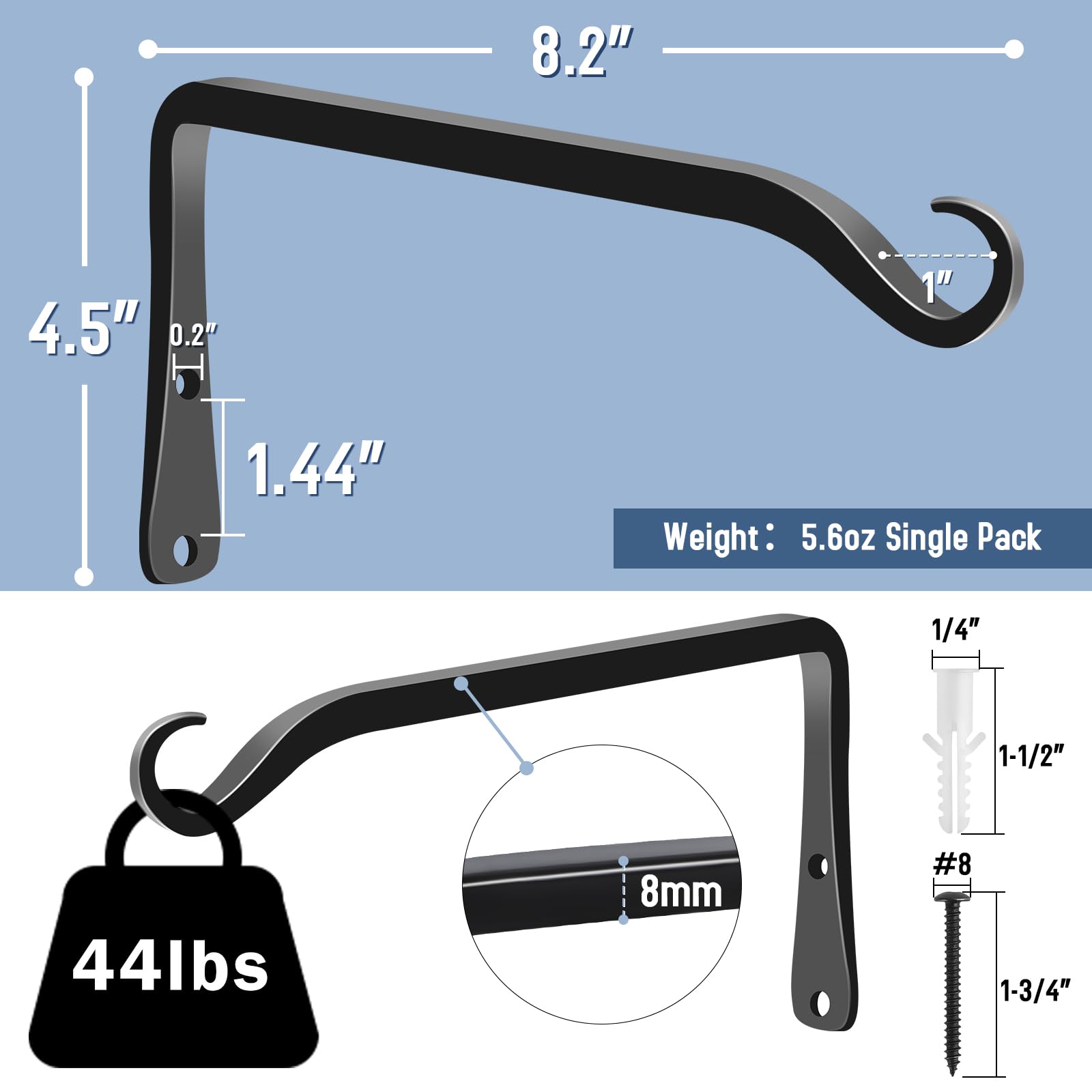 FEED GARDEN Hanging Plant Bracket side view with screws