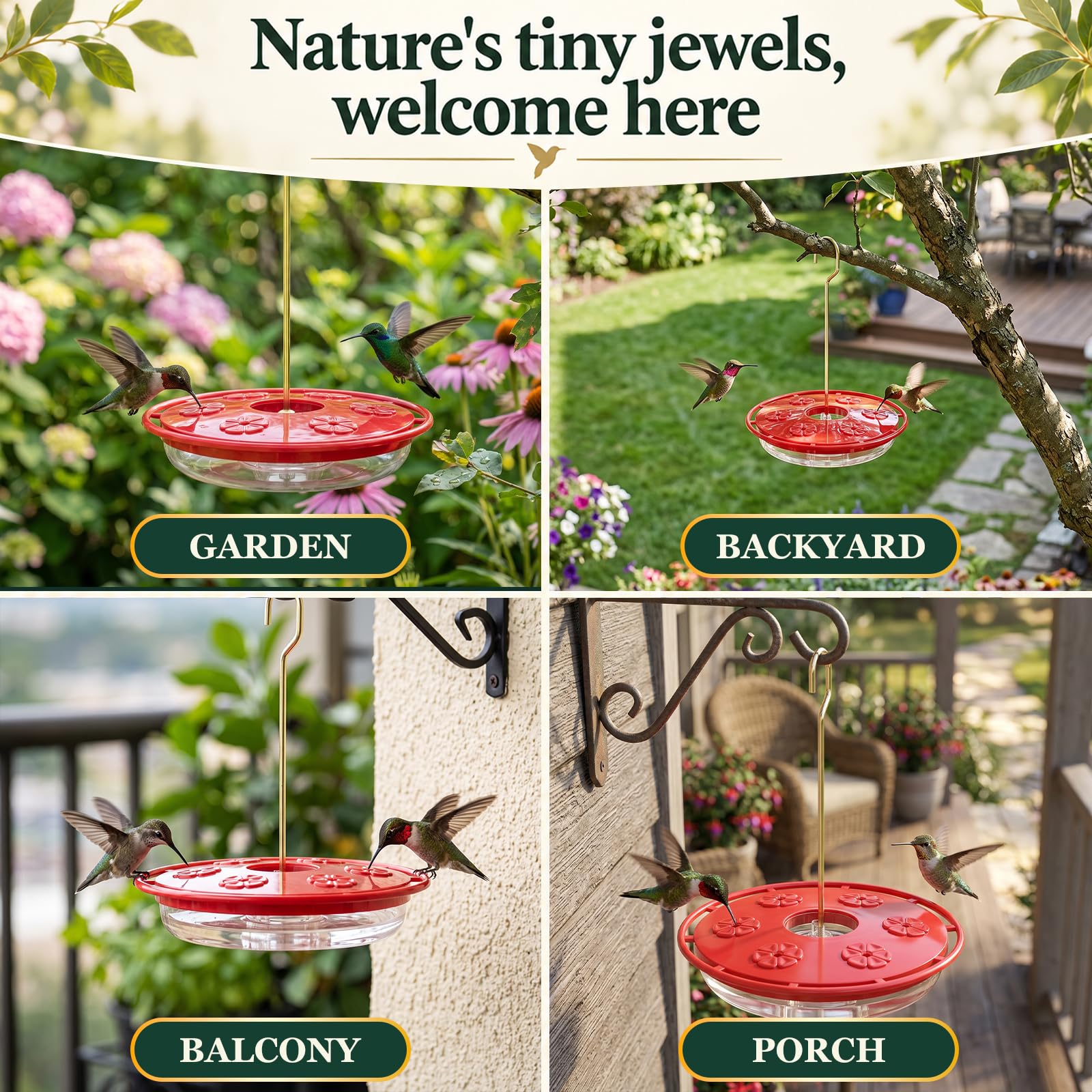 FEED GARDEN Hummingbird Feeder with built-in ant moat