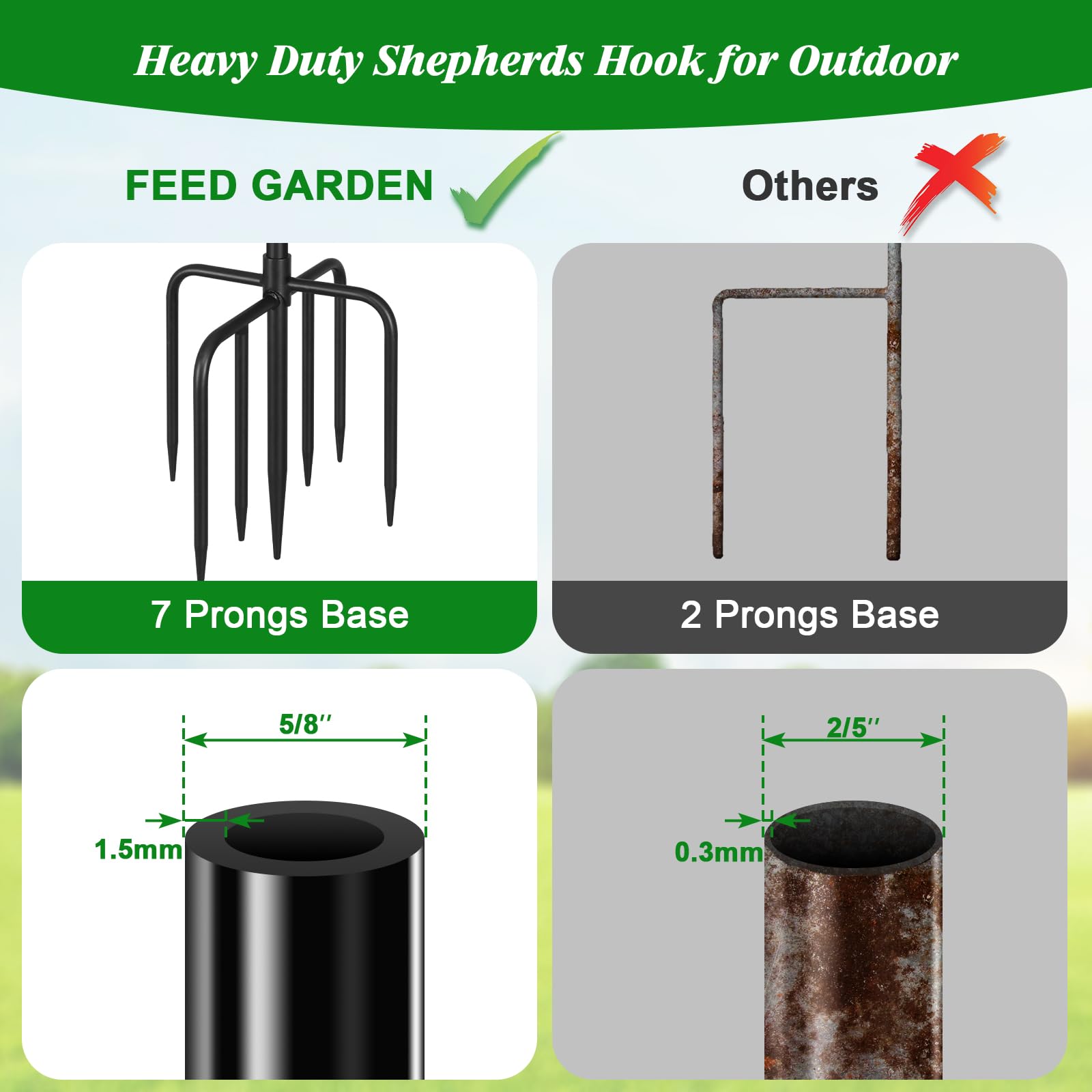 FEED GARDEN Outdoor Shepherd Hook with bird feeder