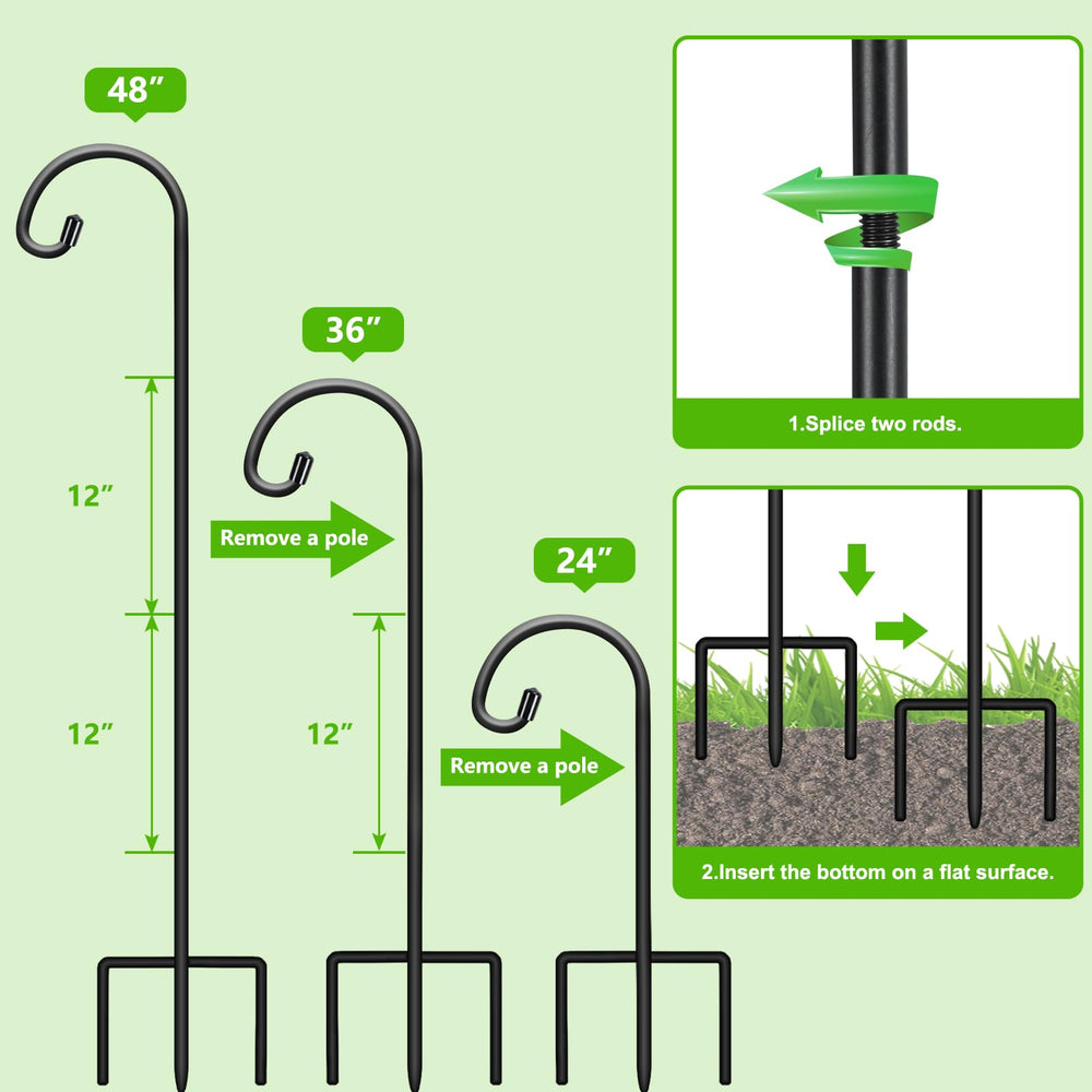 FEED GARDEN shepherd hook displaying solar light