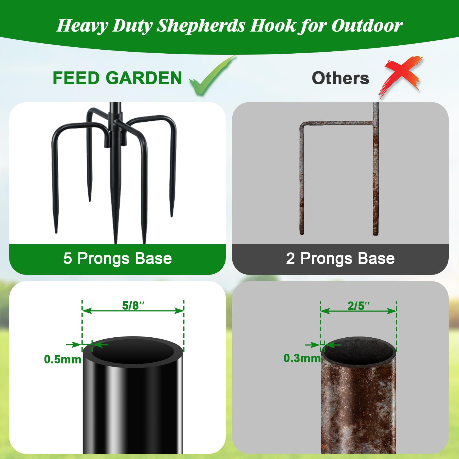 FEED GARDEN shepherd hook used for outdoor wedding decor
