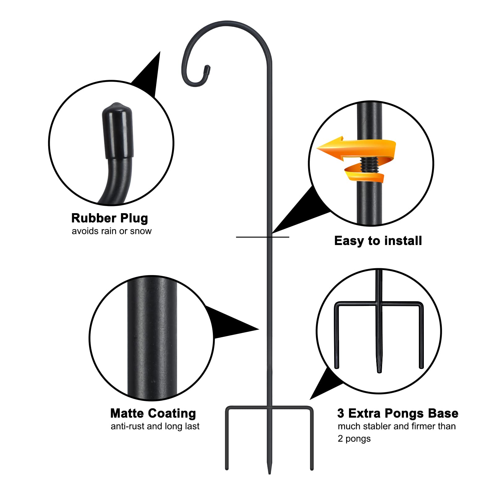 FEED GARDEN shepherd hooks displaying wind chimes