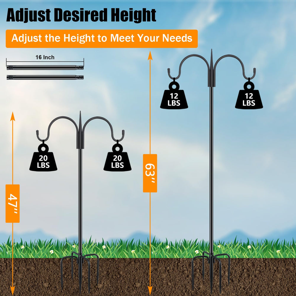 FEED GARDEN Shepherds Hook holding bird feeder in a garden