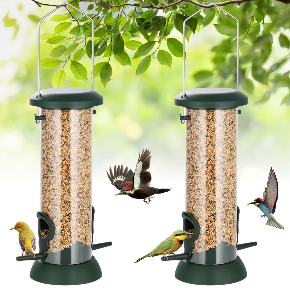 FEED GARDEN Small Tube Bird Feeder green model front view