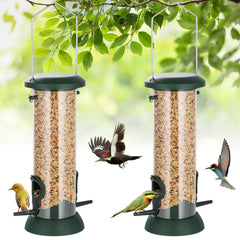 FEED GARDEN Small Tube Bird Feeder green model front view
