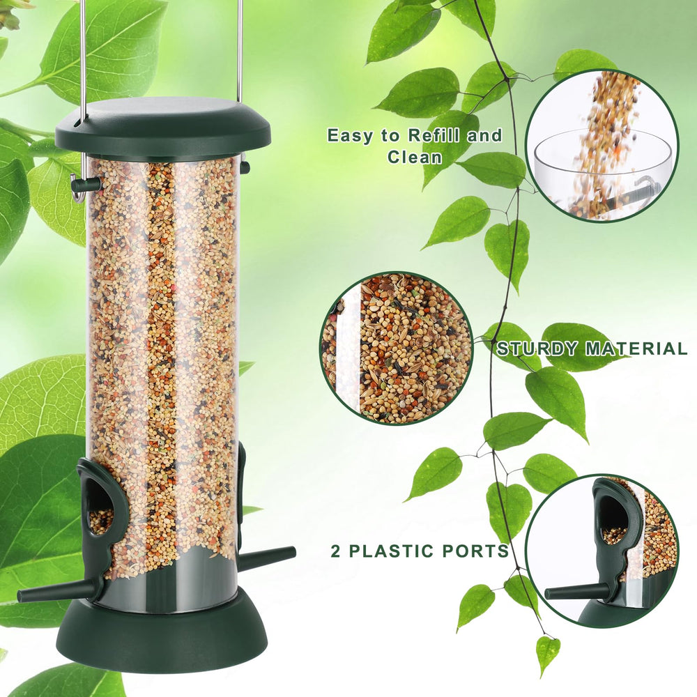 FEED GARDEN Small Tube Bird Feeder hanging in garden