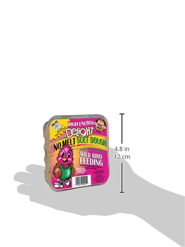 Feeder containing C&S High Energy Delight suet cake with birds