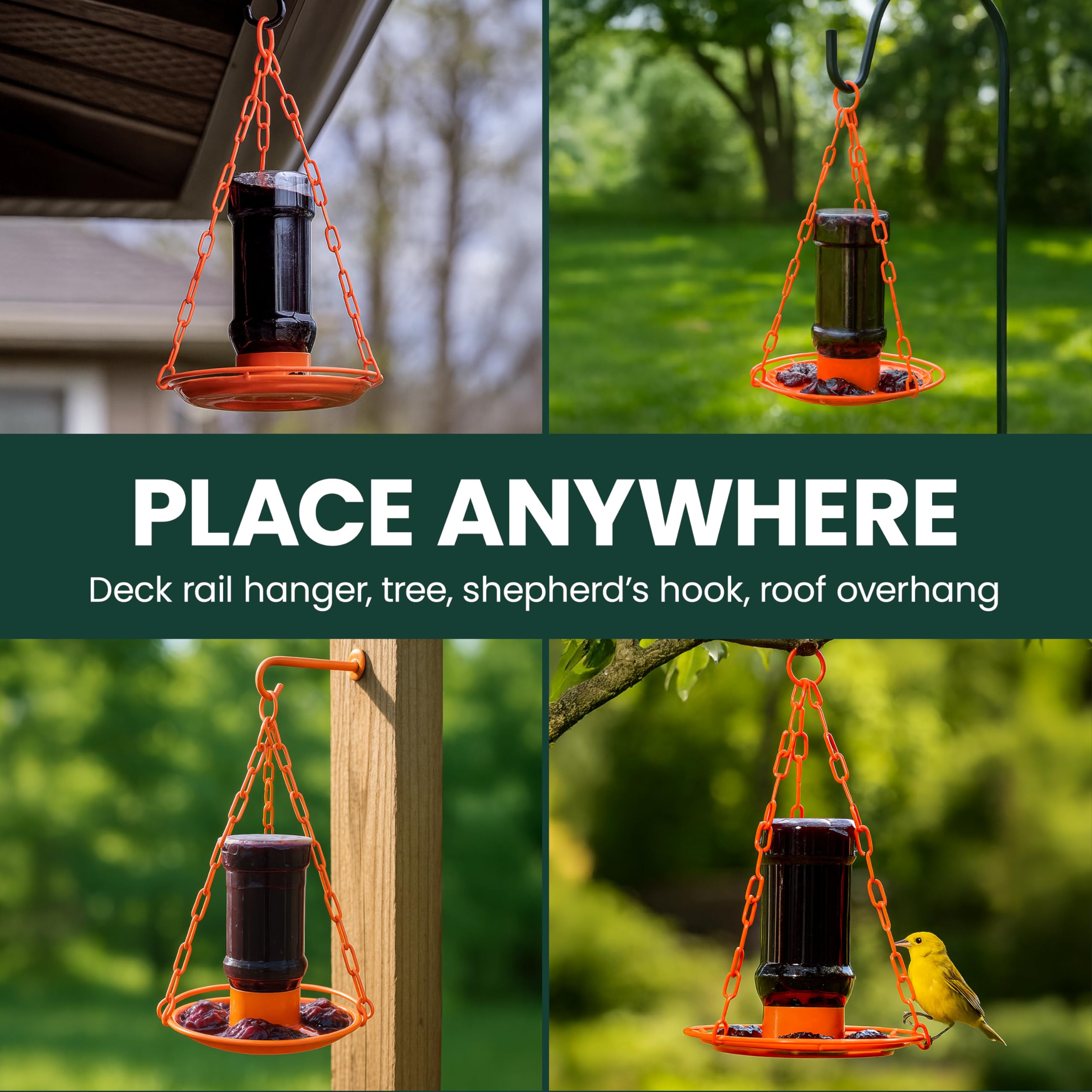 Feeder showcasing large circular tray for multiple birds