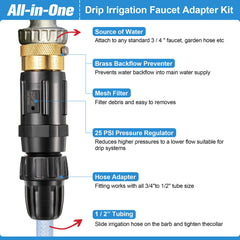 Feekoon Drip Irrigation Adapter Kit backflow preventer close-up