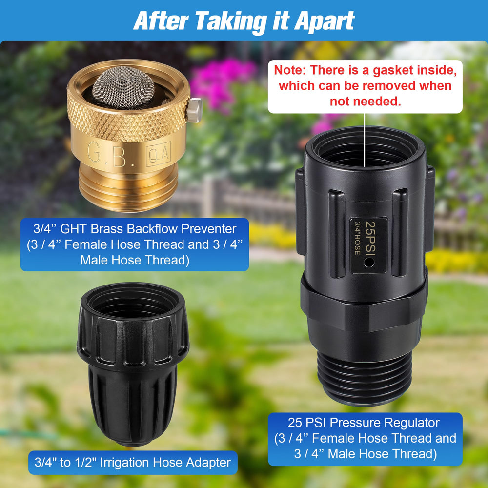 Feekoon Drip Irrigation Adapter Kit components layout