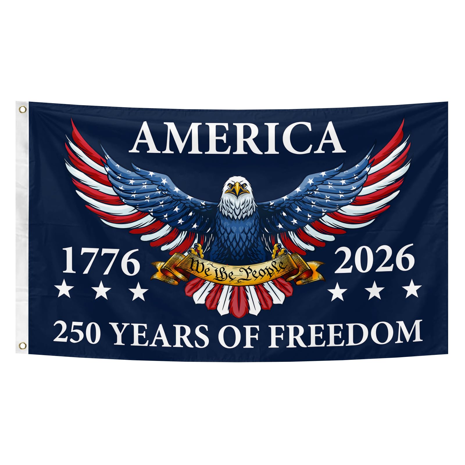 Feeniss 250th Birthday Flag 3x5 ft blue with brass washers