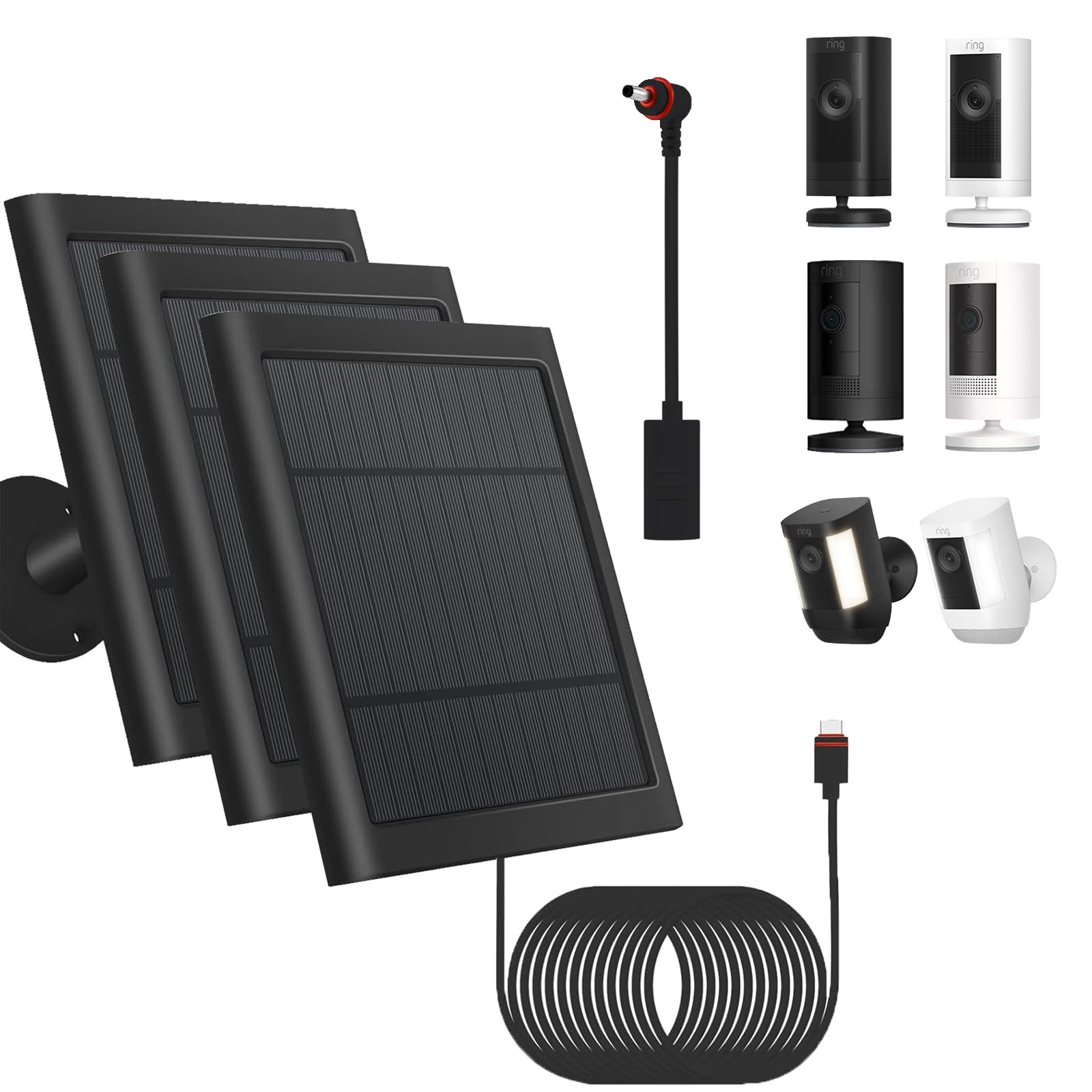 Fehuatenda Solar Panel 3-Pack front view with black finish