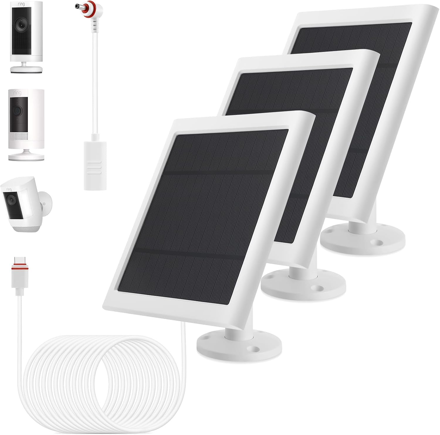 Fehuatenda Solar Panel for Ring Cameras front view with 10FT cable