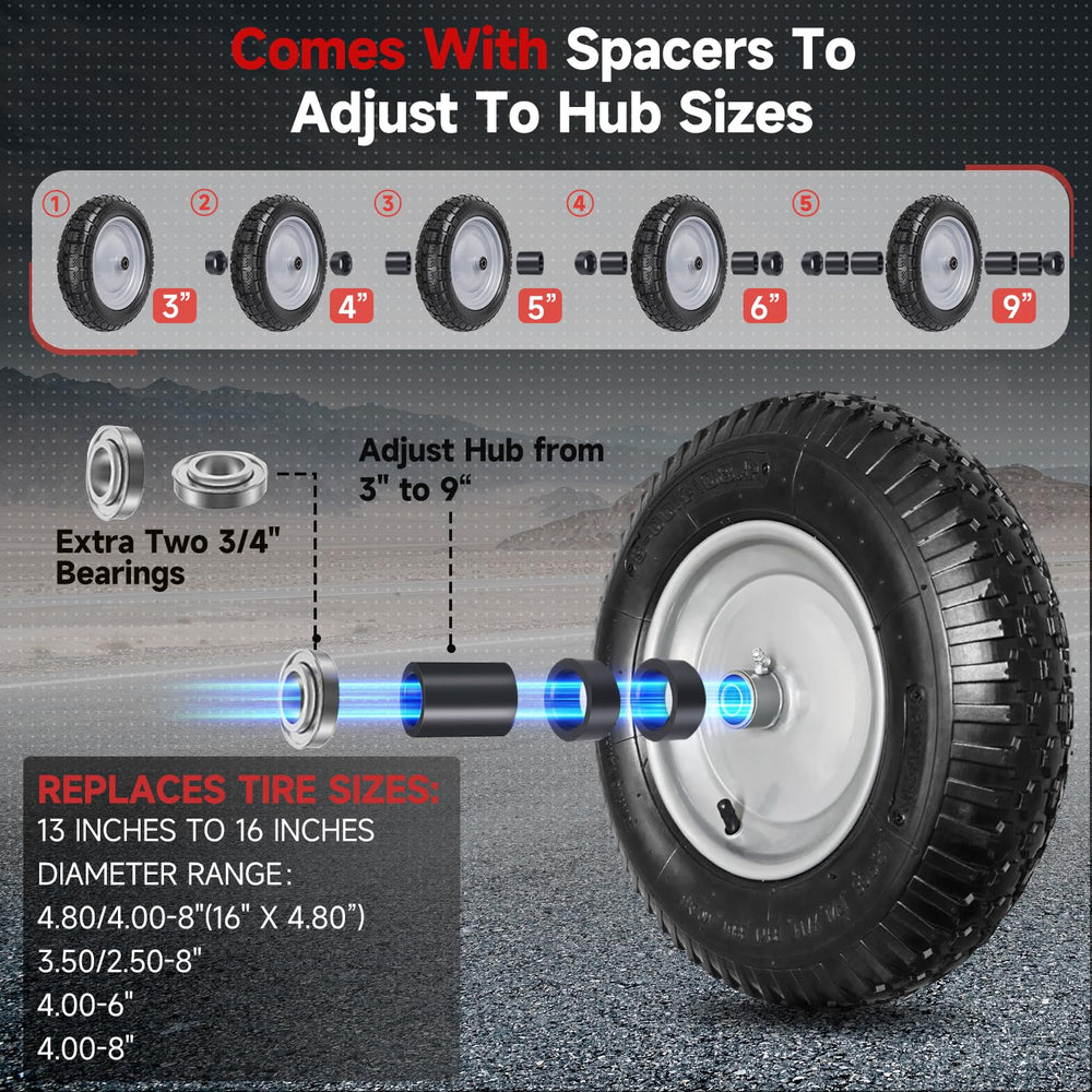 FEILOONG tire showing 5/8 inch axle bore