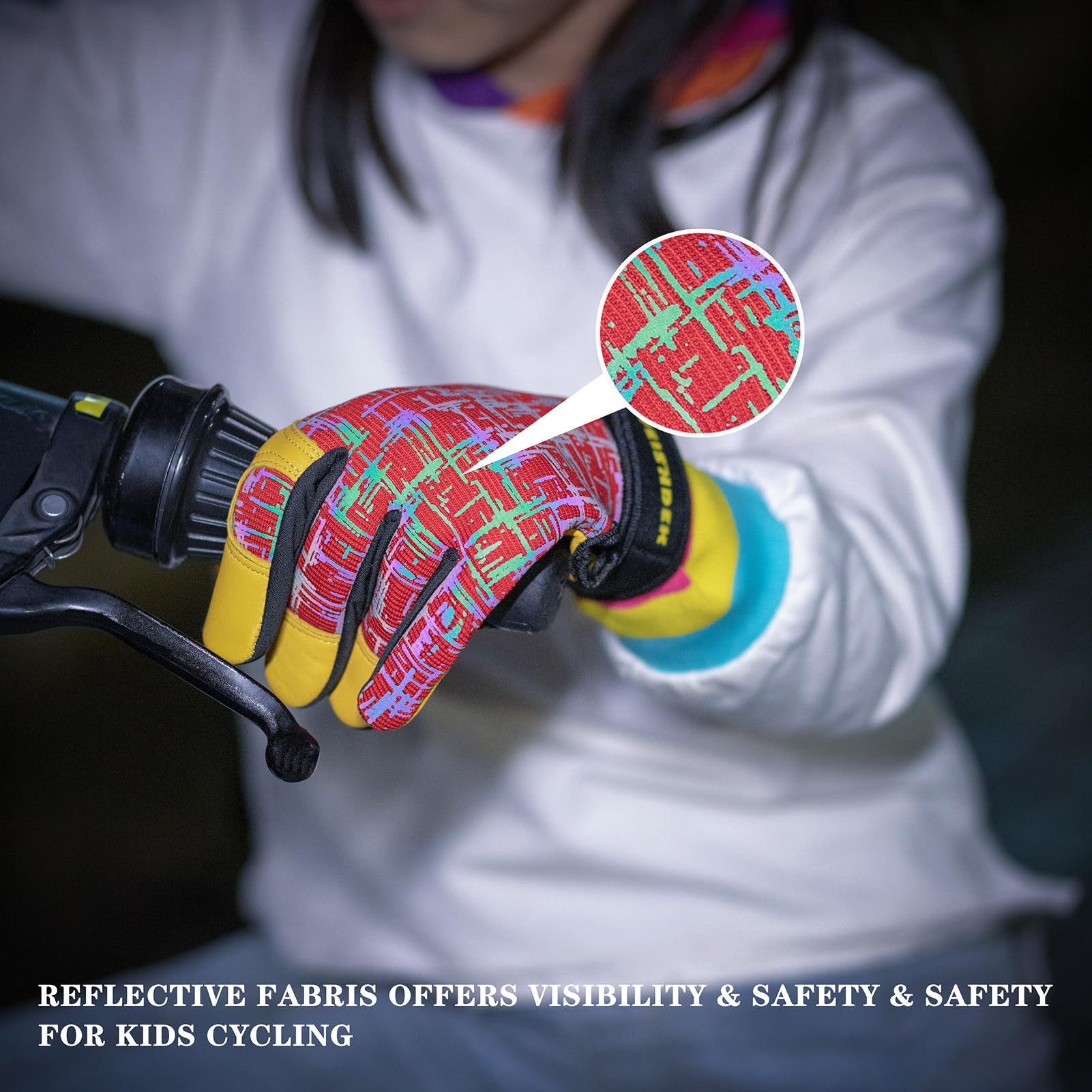 FEISHDEK Kids Leather Work Gloves side view showing fit