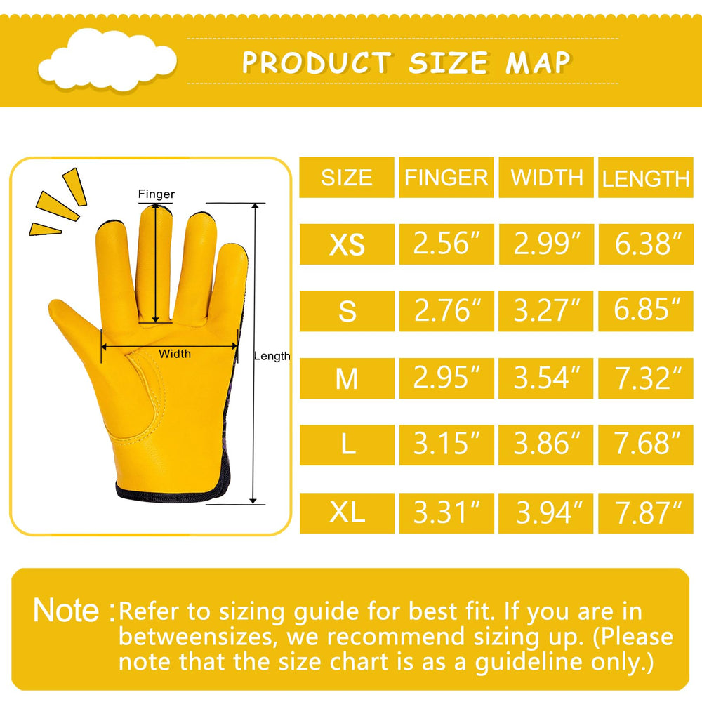 FEISHDEK Kids Work Gloves packaging with details