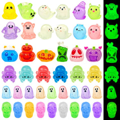 Feivando 60 Pcs Halloween Luminous Mini Resin Figures assorted shapes