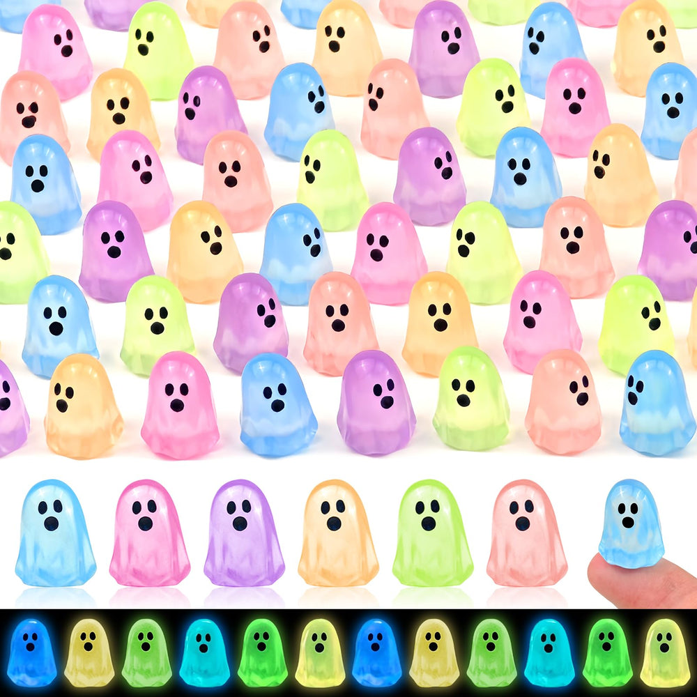 Feivando 84 Pcs Halloween Luminous Mini Ghost Figures assorted colours