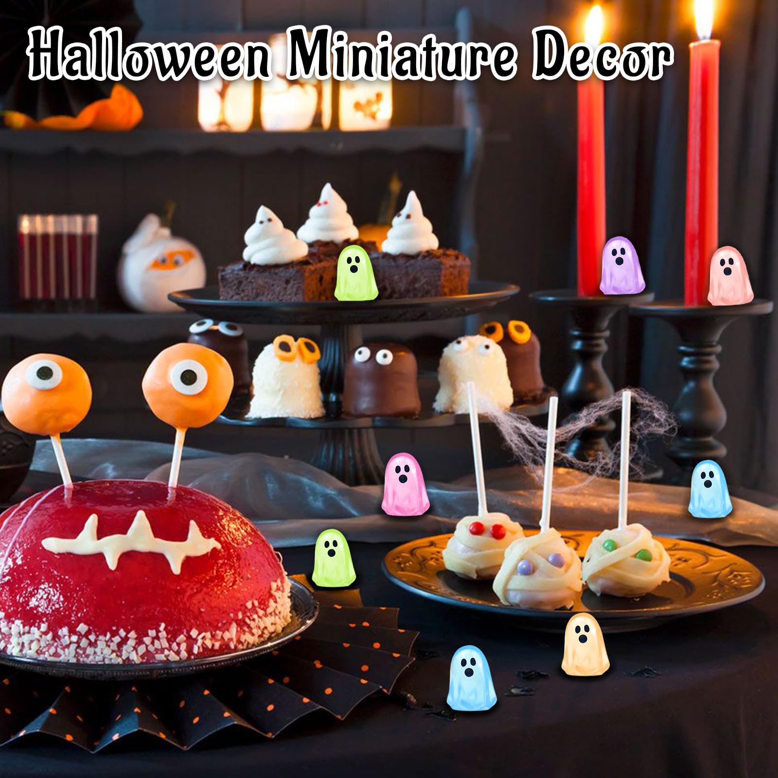 Feivando mini ghost figures used as vase fillers in a decorative arrangement