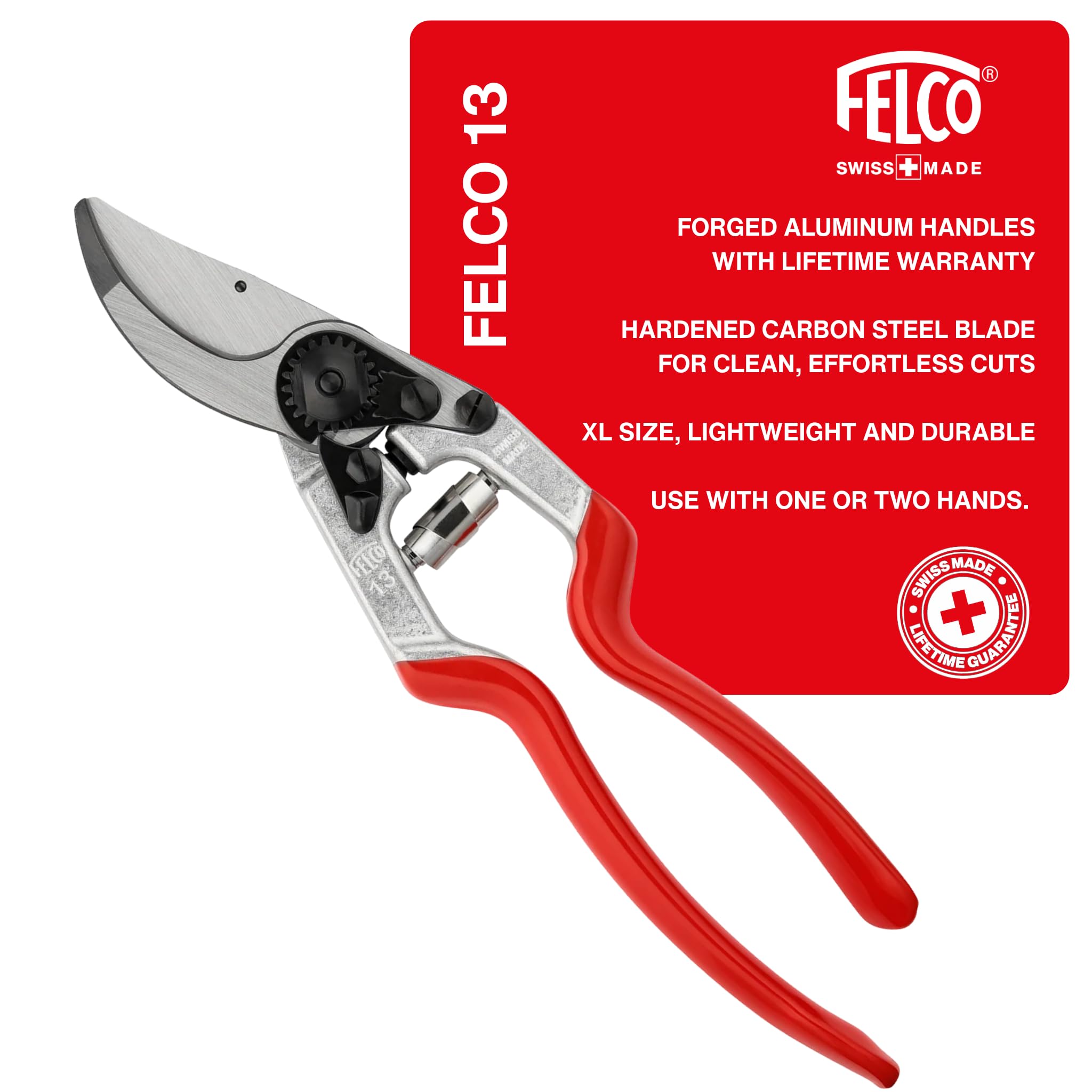 FELCO F-13 Pruning Shears front view with forged aluminum handle