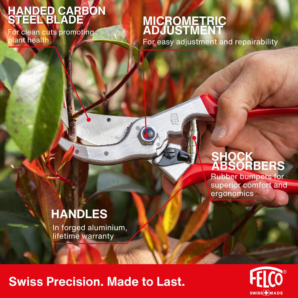 FELCO F4 Pruning Shears laid flat on a wooden table