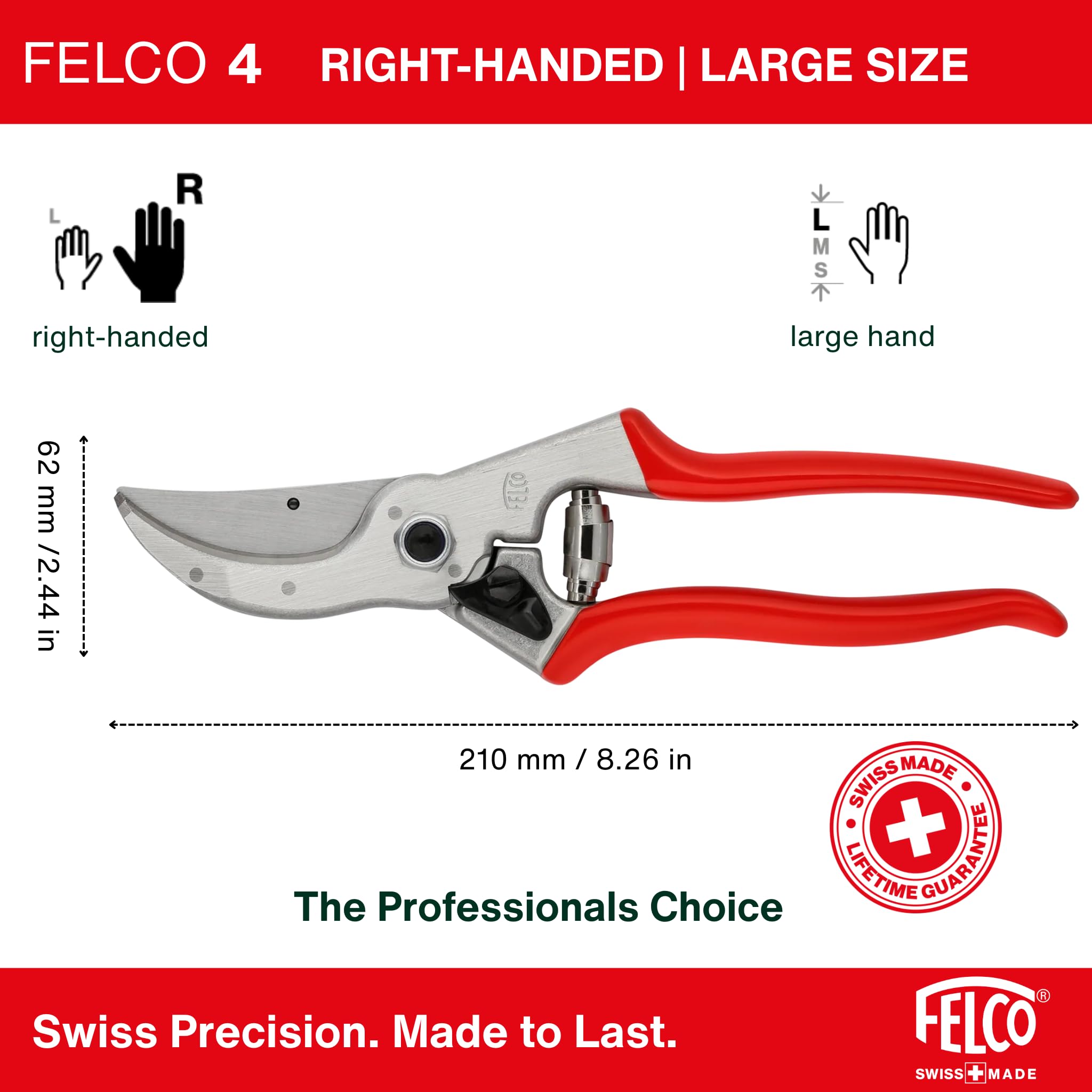 FELCO F4 Pruning Shears side view showing aluminium body