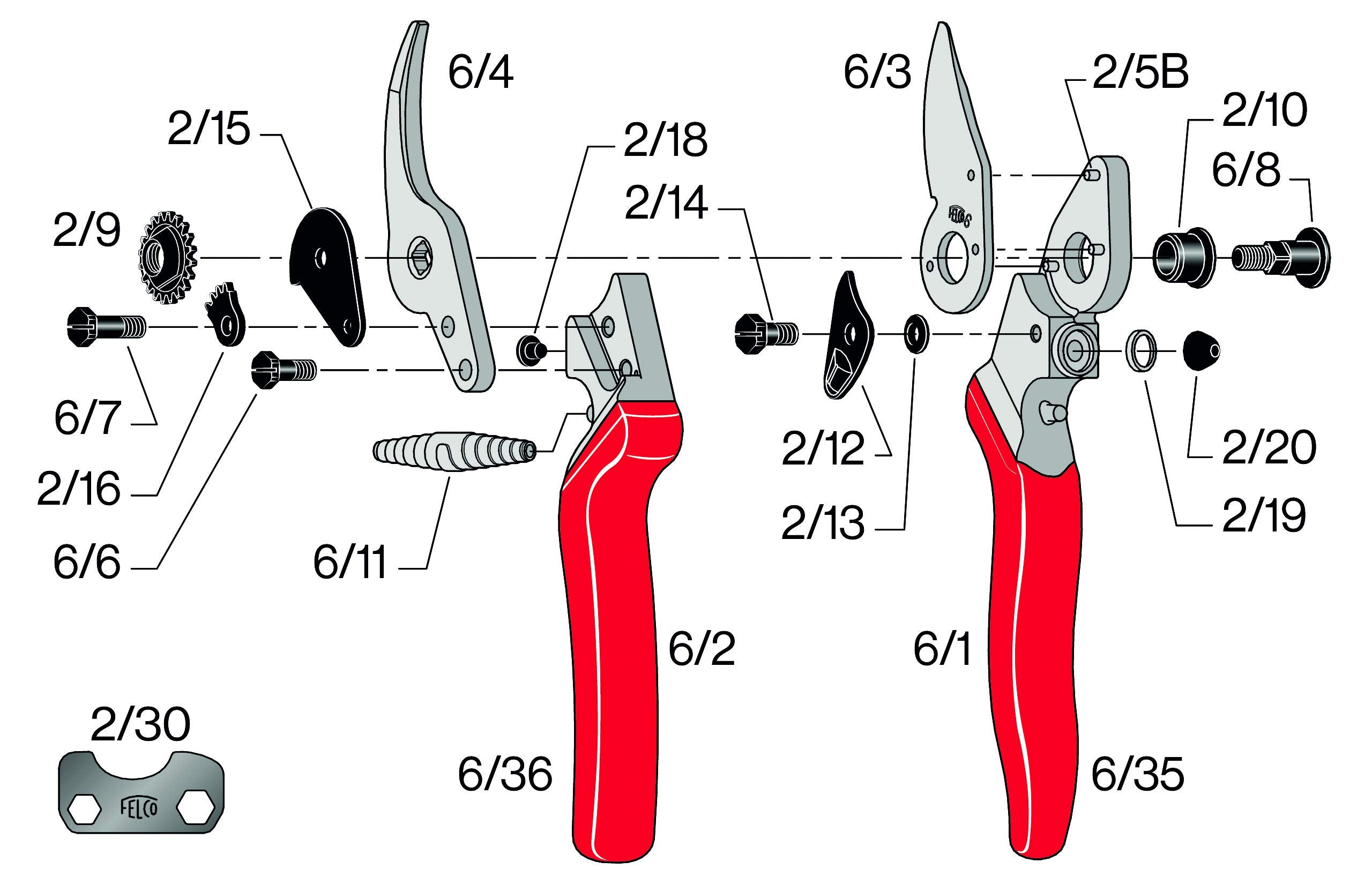 FELCO F6 Pruning Shears with cushioned shock absorber detail