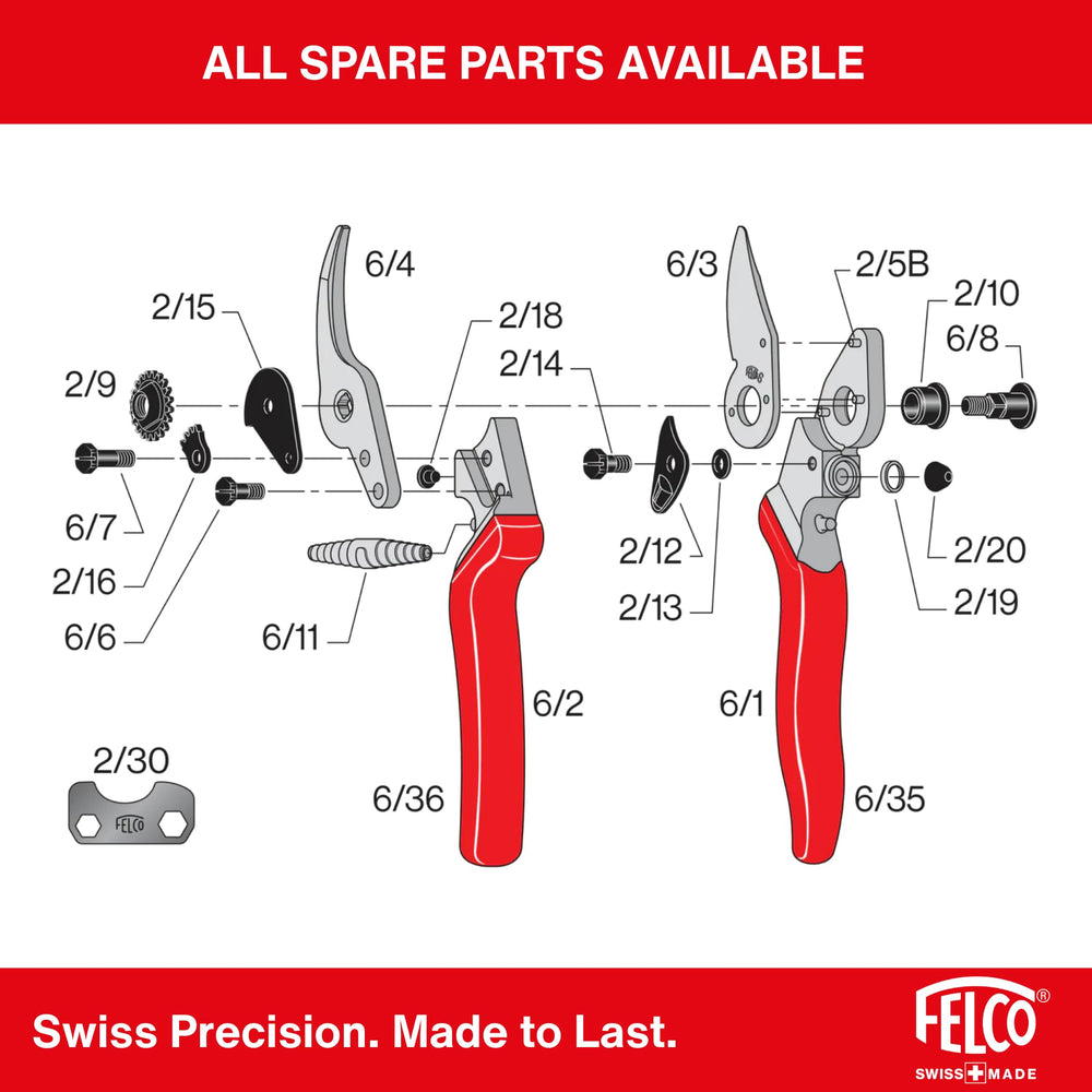 FELCO F6 Pruning Shears with wire cutter and sap groove