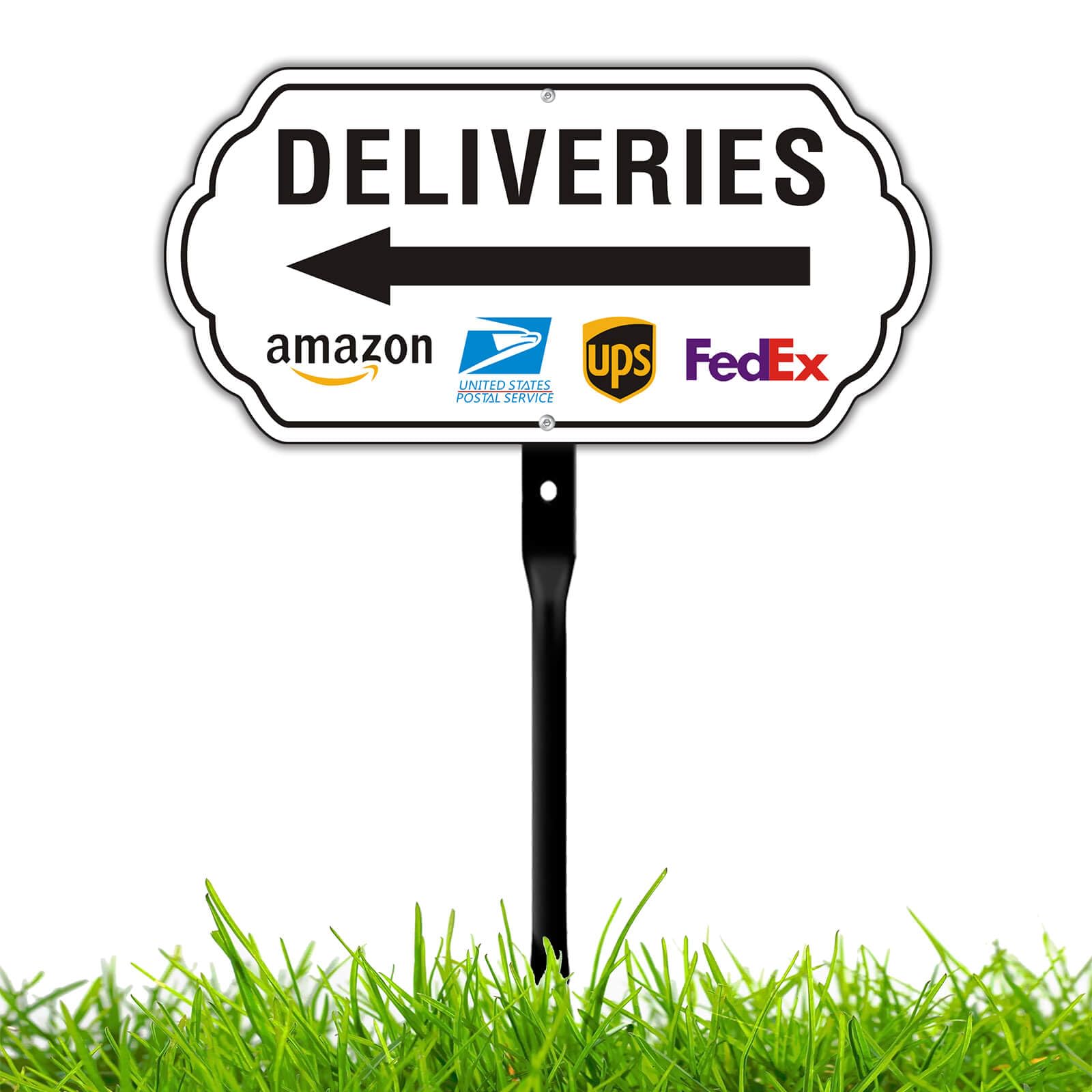 Felexdo Deliveries Sign 12x6 with Arrow Left front view