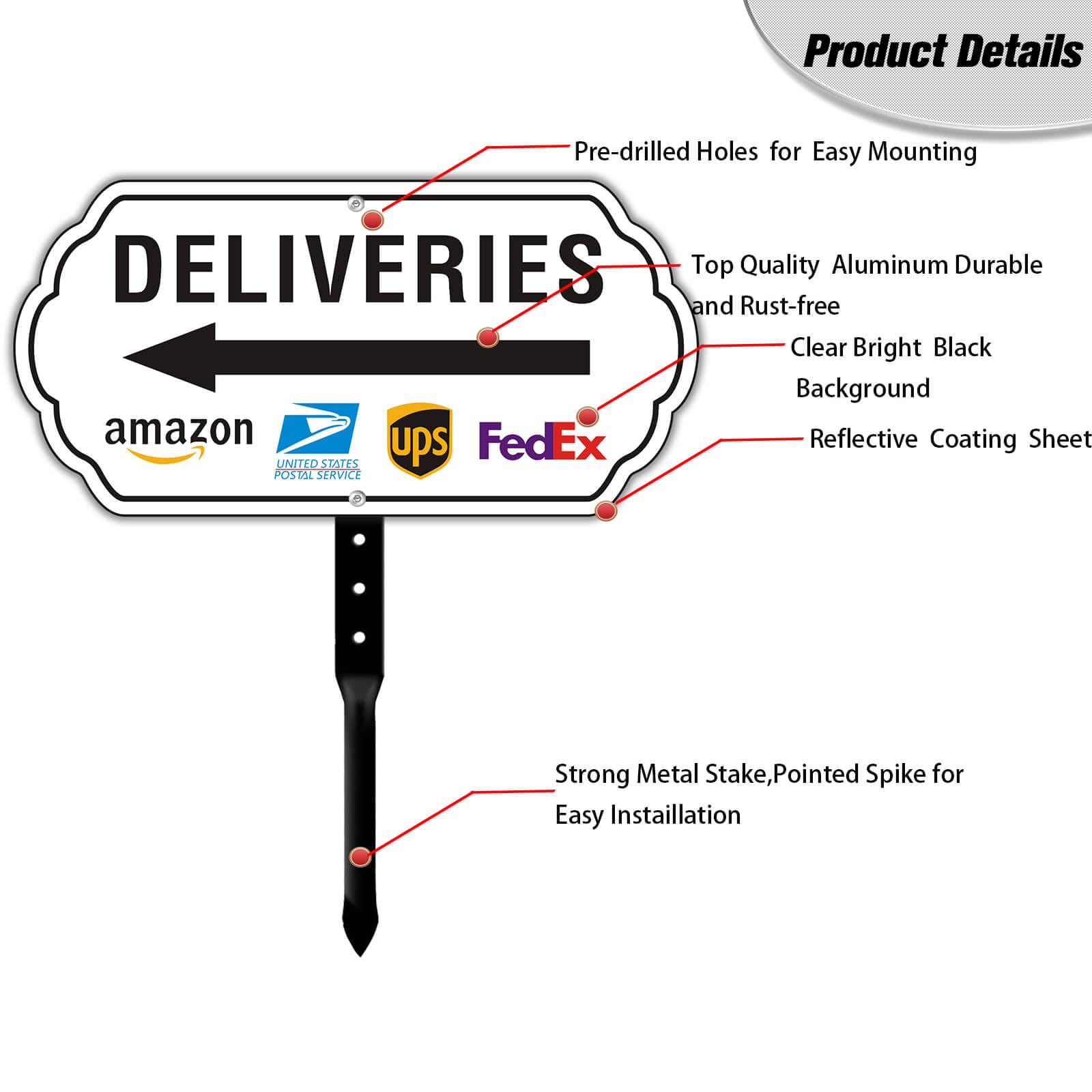 Felexdo Deliveries Sign close-up to showcase arrow left detail