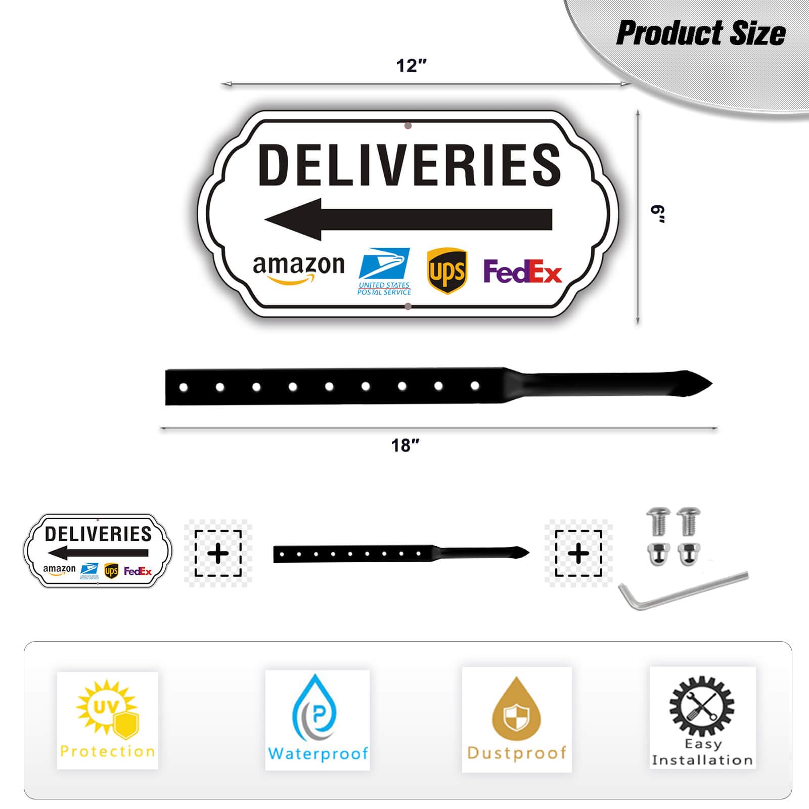 Felexdo Deliveries Sign installation kit including steel stake and tools