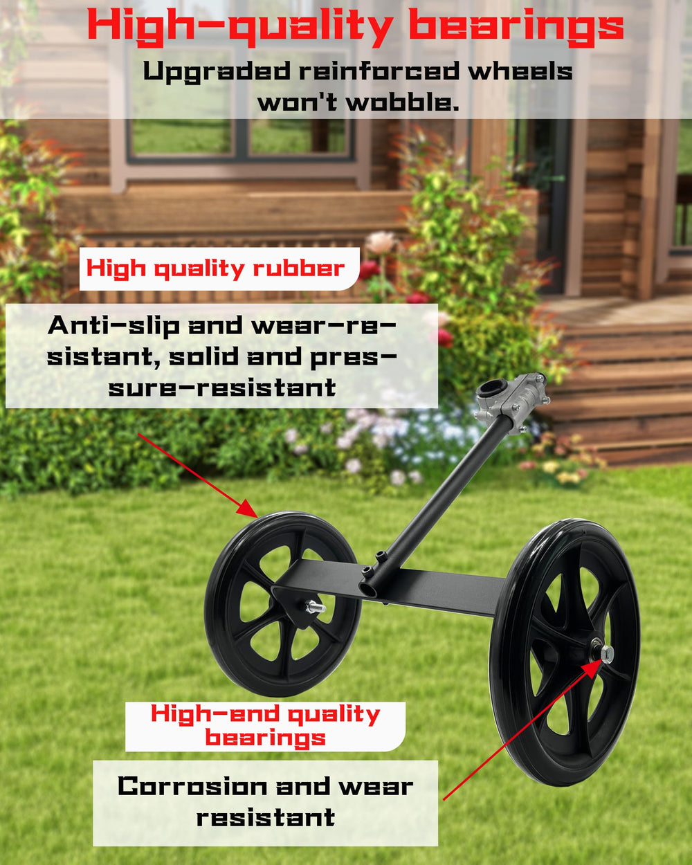 FellDen 20" Adjustable Height String Trimmer Wheel side view