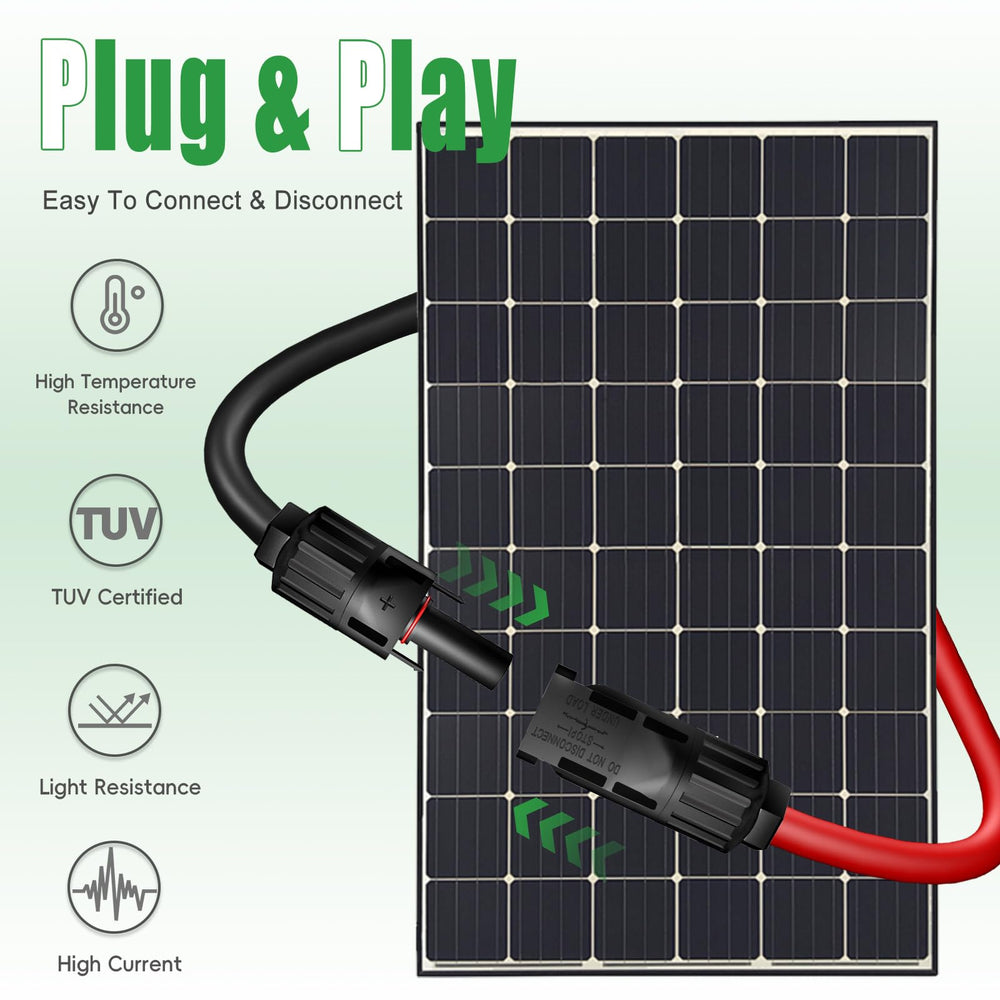 Feotech 20FT Solar Extension Cable showing connectors