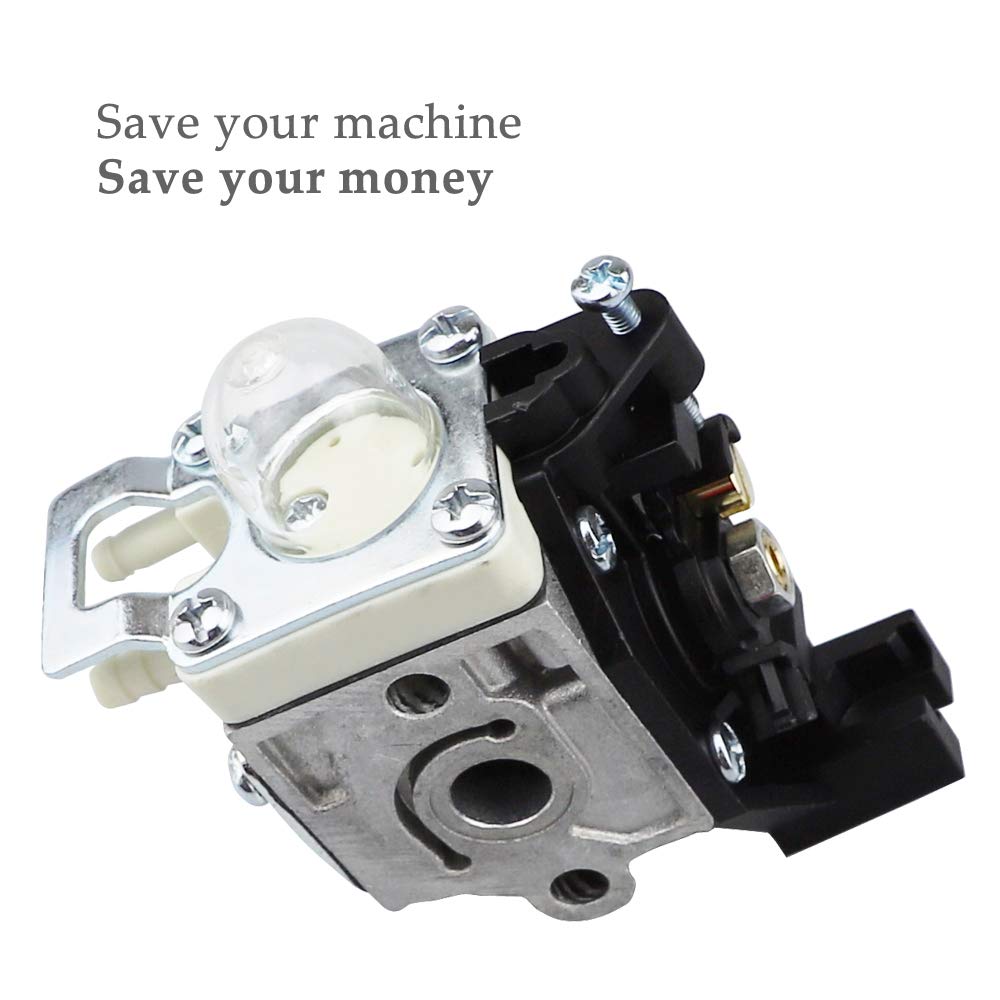 Ferilter carburetor components laid out for Echo trimmer maintenance